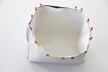 Pin and sew basket lining and exterior together