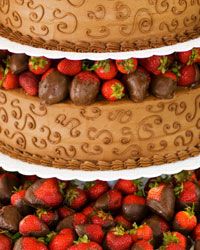 There's a classic strawberry shortcake hiding under that chocolate ganache and those dipped berries.